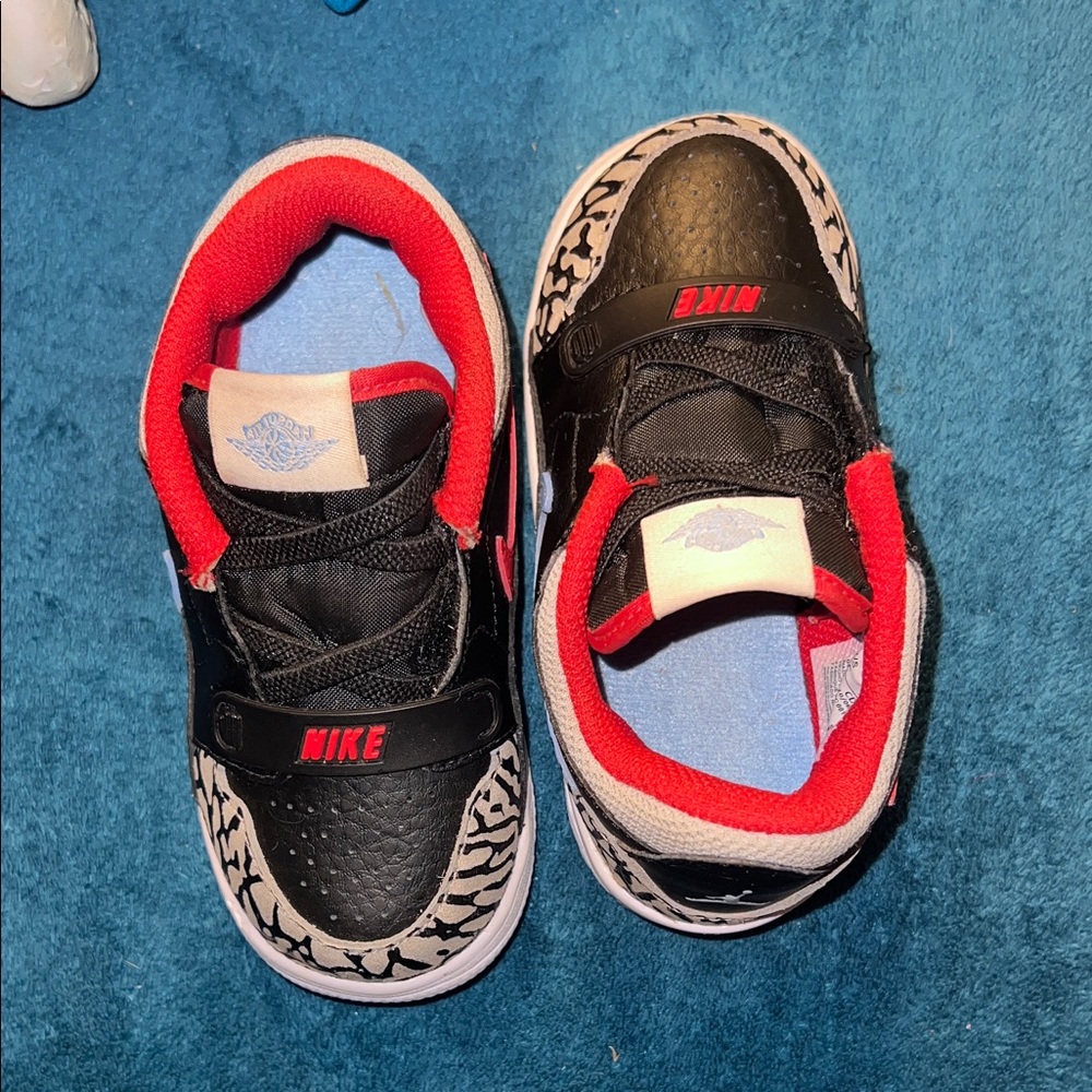Jordan Nike Kids Black and Red Patterned Sneakers